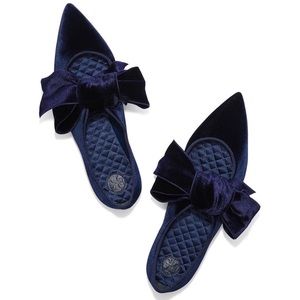 TORY BURCH Flats Clara Bow Pointed Navy Blue Suede
